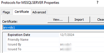 bind certificate to sql server