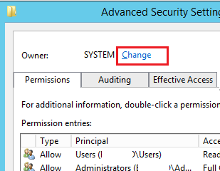 change registry key owner