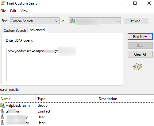 Find where a proxy address is used in AD 