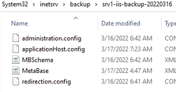 iis backup folder