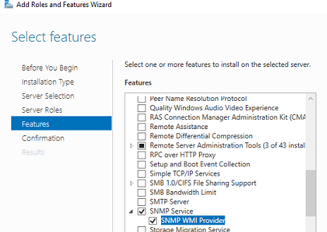 install snmp service on windows server 2019