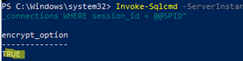 Invoke-Sqlcmd - check if encryption is enabled