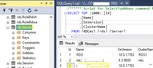 RD configuration database