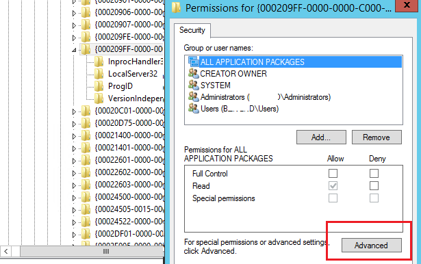 registry permissions advanced