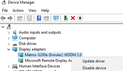 update wddm vidio driver to fix rdp black screen