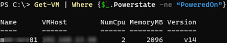 VMware PowerCLI: list all Powered Off VMs 