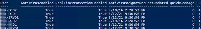 check windows defender antivirus status remotely using powershell 