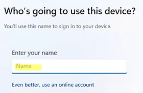 Create local account while setup Windows 11 