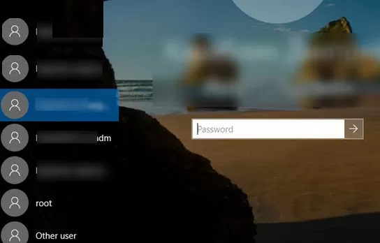 show logged domain user on windows 10 login screen