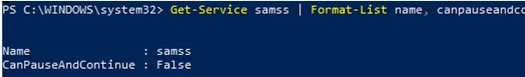 Get-Service canpauseandcontinue