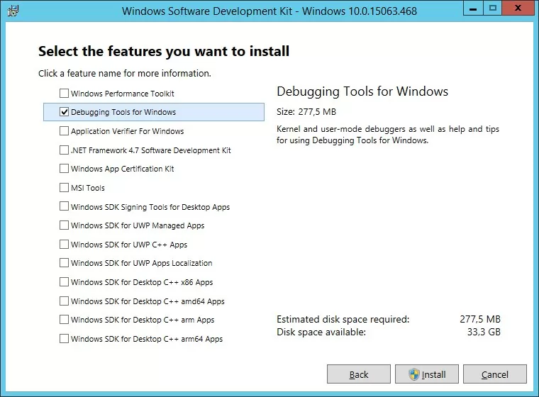 installing Debugging Tools for Windows