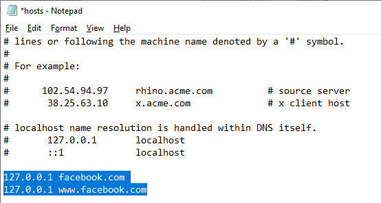 using hosts file in windows to block domains and sites