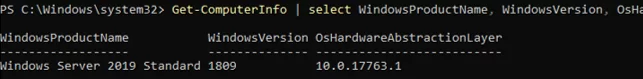 windows server core get information
